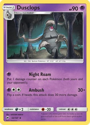 Dusclops 52/147 - SM Burning Shadows Reverse Holofoil