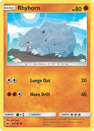 Rhyhorn 65/147 - SM Burning Shadows Reverse Holofoil