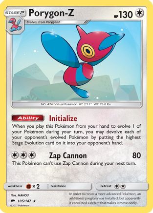 Porygon-Z 105/147 - SM Burning Shadows Reverse Holofoil