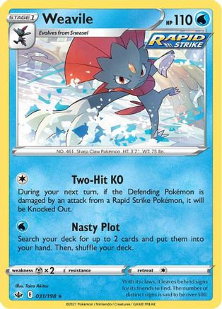 Weavile 31/198 - SWSH06 Chilling Reign Reverse Holofoil