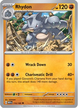 Rhydon 112 - SV Scarlet & Violet 151 Reverse Holofoil