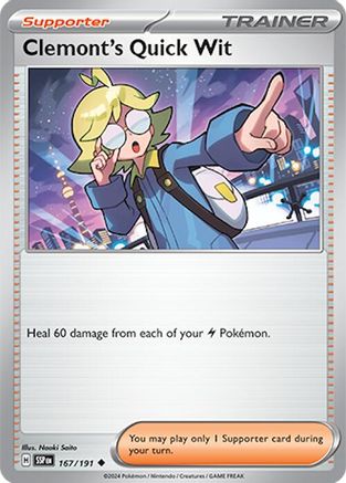 Clemont's Quick Wit - 167/191 167 - SV08 Surging Sparks Reverse Holofoil