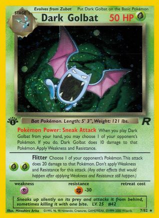 Dark Golbat (7) 7/82 - Team Rocket 1st Edition Holofoil