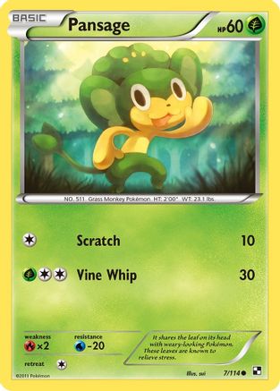 Pansage 7/114 - Black and White Reverse Holofoil