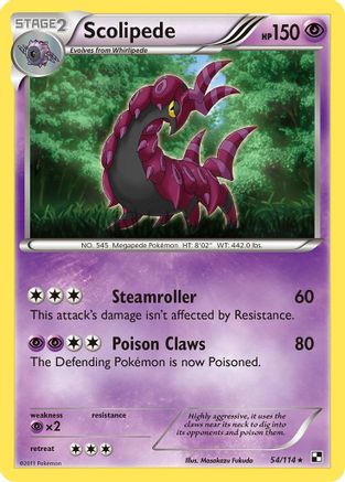 Scolipede 54/114 - Black and White Reverse Holofoil