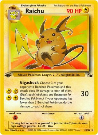 Raichu (29) 29/62 - Fossil 1st Edition