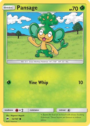 Pansage 12/147 - SM  Burning Shadows Reverse Holofoil