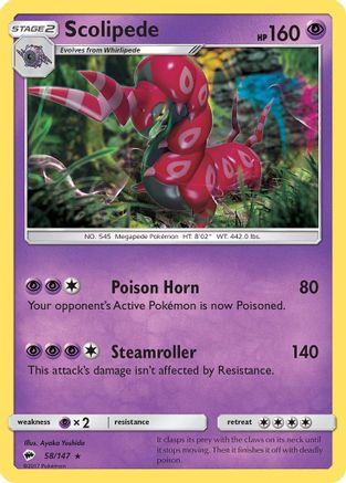 Scolipede 58/147 - SM  Burning Shadows Reverse Holofoil