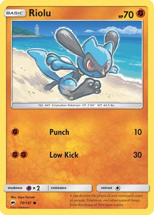 Riolu 70/147 - SM  Burning Shadows Reverse Holofoil