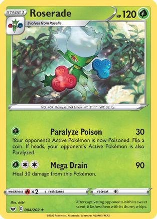 Roserade 4/202 - SWSH01 Sword & Shield Base Set Reverse Holofoil