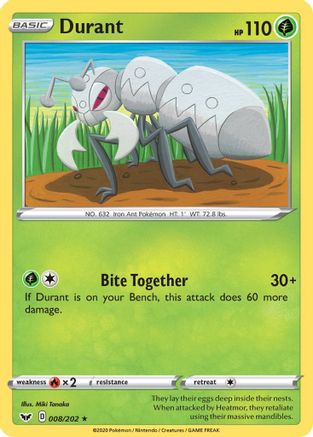 Durant 8/202 - SWSH01 Sword & Shield Base Set Reverse Holofoil