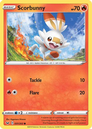 Scorbunny (031) 31/202 - SWSH01 Sword & Shield Base Set Reverse Holofoil