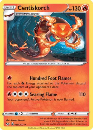 Centiskorch 39/202 - SWSH01 Sword & Shield Base Set Reverse Holofoil