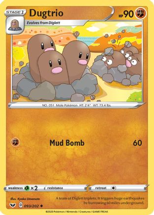 Dugtrio 93/202 - SWSH01 Sword & Shield Base Set Reverse Holofoil