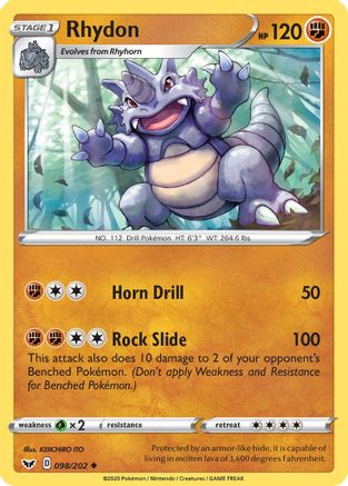 Rhydon 98/202 - SWSH01 Sword & Shield Base Set