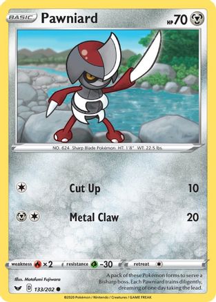 Pawniard 133/202 - SWSH01 Sword & Shield Base Set Reverse Holofoil
