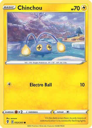 Chinchou 52/203 - SWSH07 Evolving Skies Reverse Holofoil