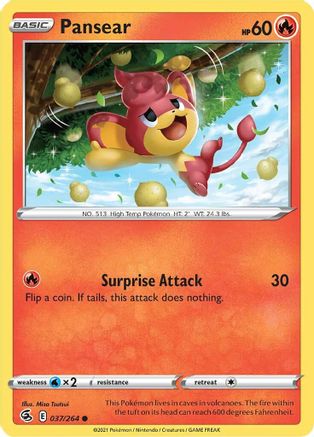 Pansear 37/264 - SWSH08 Fusion Strike Reverse Holofoil