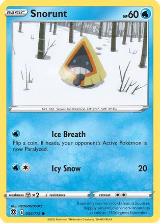 Snorunt 34/172 - SWSH09 Brilliant Stars