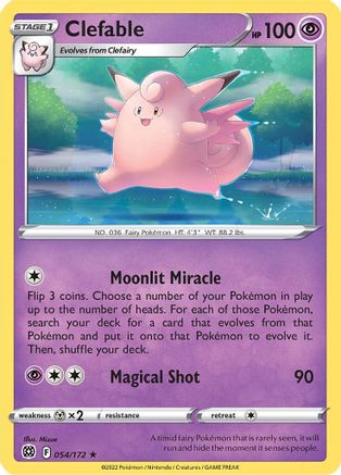 Clefable 54/172 - SWSH09 Brilliant Stars Reverse Holofoil