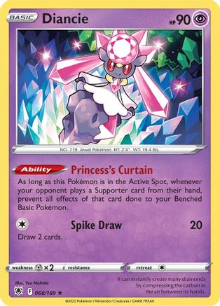 Diancie 68/189 - SWSH10 Astral Radiance Reverse Holofoil