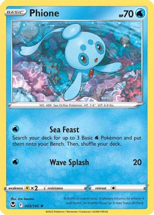 Phione 45/195 - SWSH12 Silver Tempest Reverse Holofoil
