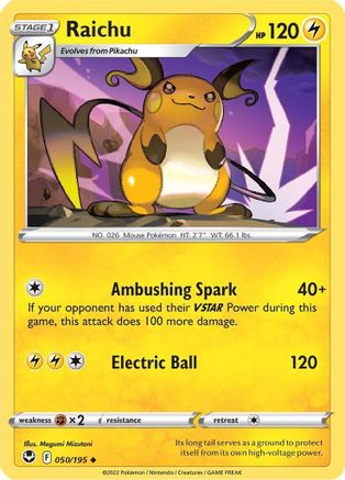 Raichu 50/195 - SWSH12 Silver Tempest Reverse Holofoil
