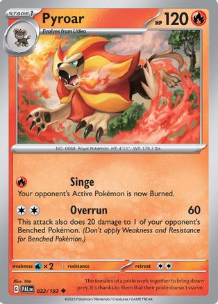 Pyroar - 032/193 32 - SV02 Paldea Evolved Reverse Holofoil
