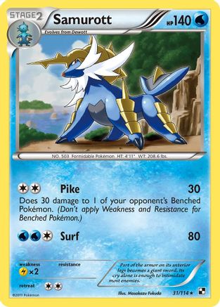 Samurott (31) 31/114 - Black and White Reverse Holofoil