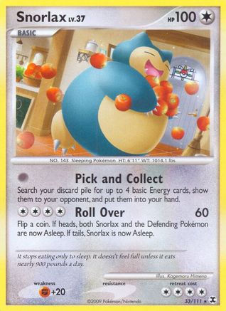 Snorlax (33) 33/111 - Rising Rivals Reverse Holofoil