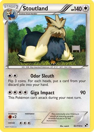 Stoutland 83/114 - Black and White Reverse Holofoil