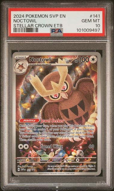 2024 POKEMON SVP EN-SV BLACK STAR PROMO #141 NOCTOWL STELLAR CROWN ETB PSA 10