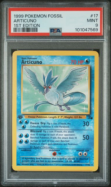 1999 POKEMON FOSSIL #17 ARTICUNO 1ST EDITION PSA 9